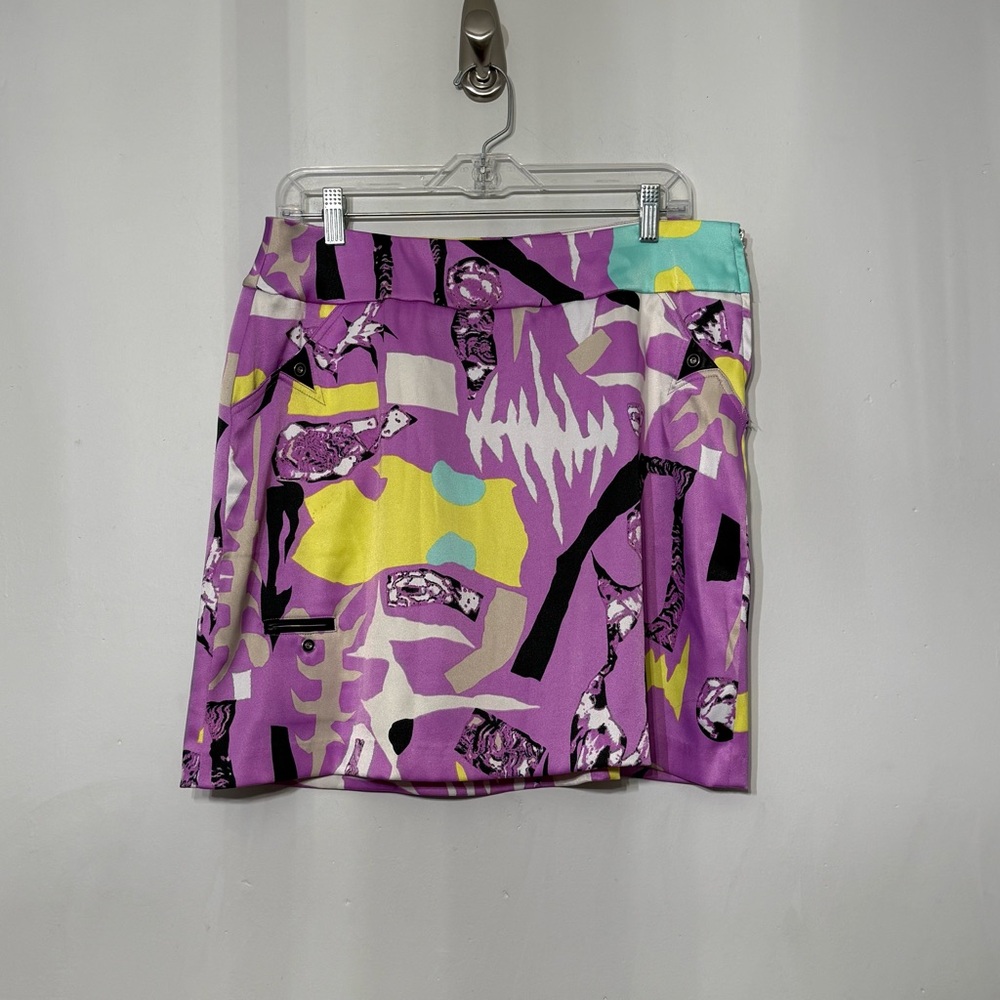Jamie Sadock Skirt Golf Skort w/Shorts Bright Stretchy Artsy Print‎ Sz 14 Large